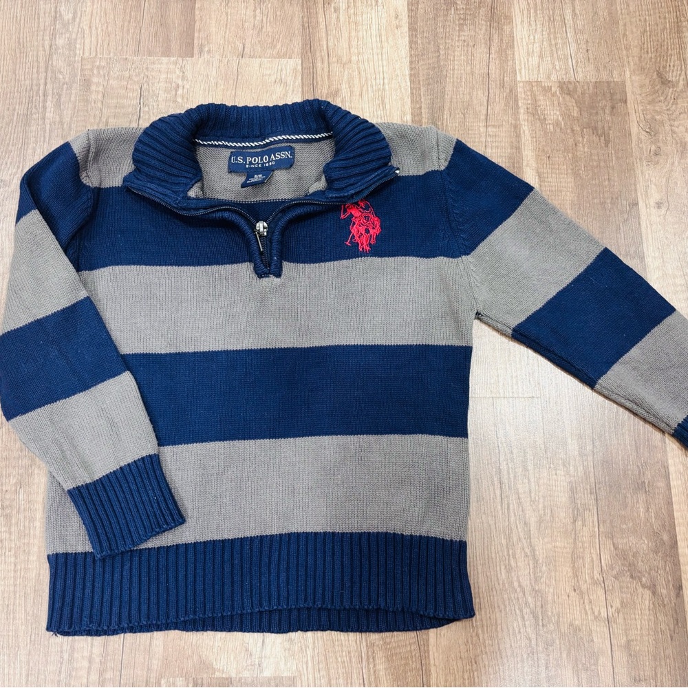 U.S. Polo Assn. Blue and Beige Knit Sweater